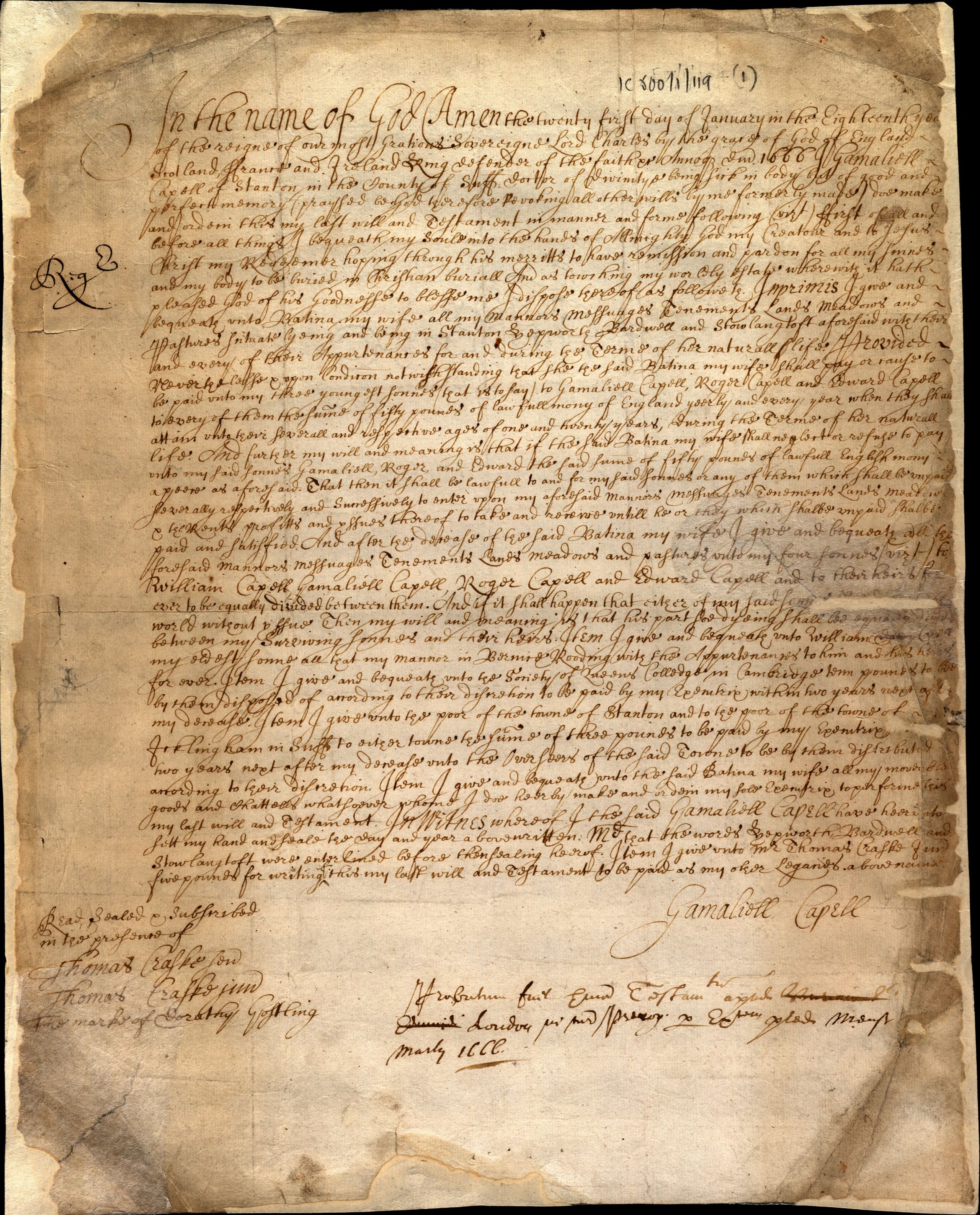 A paper document, yellowed with age, covered in neat lines of hand writing in dark brown ink.