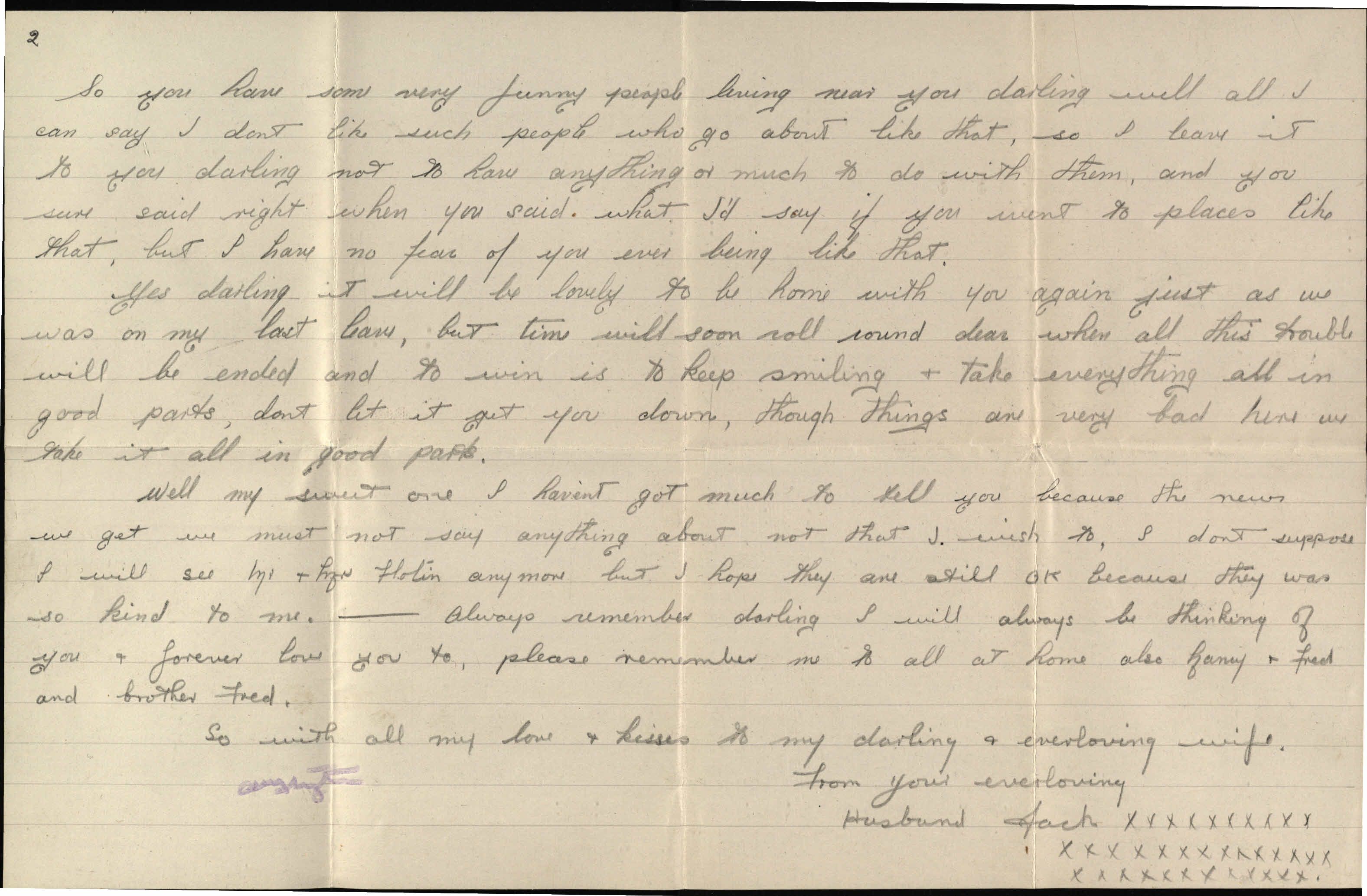 Handwritten letter in pencil on lined paper